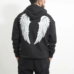 Wings black print Hoodie