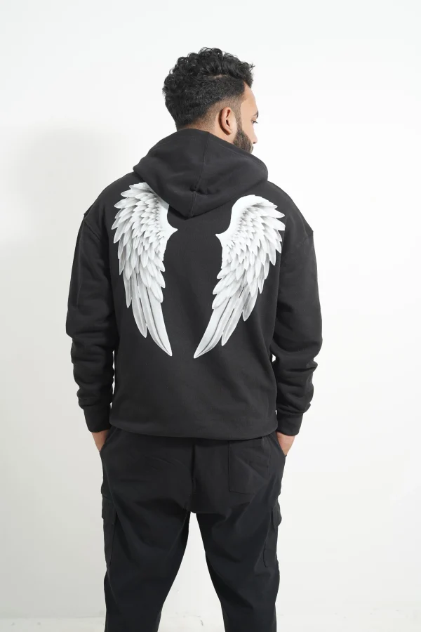 Wings black print Hoodie