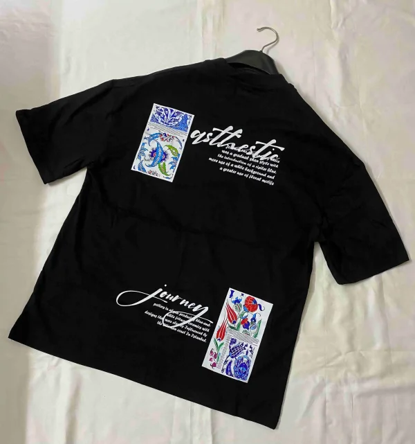 Ottoman-inspired oversize black t-shirt