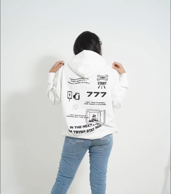 IMG_8296 777 White Printed Hoodie