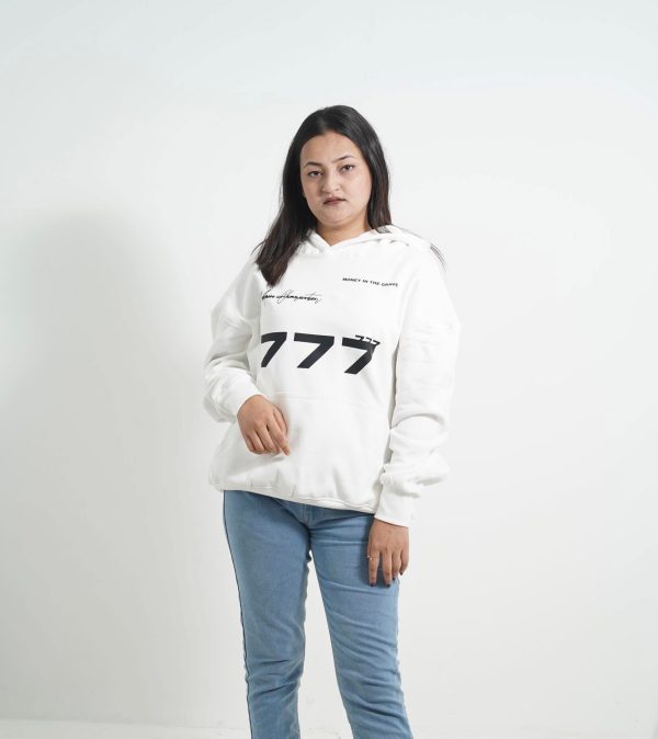 IMG_8297 777 White Printed Hoodie