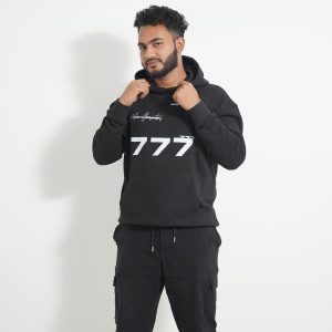 777 Black Printed Hoodie