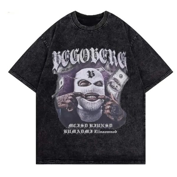 Ski Mask Acid Wash Oversize T-shirt