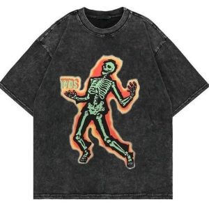 Dancing Skeleton Acid Wash Oversize T-shirt