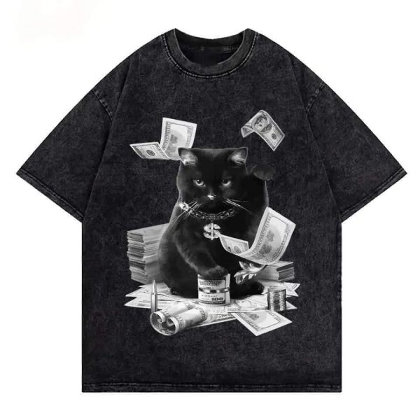 IMG_8414 Cat Hustle Acid Wash Oversize T-shirt