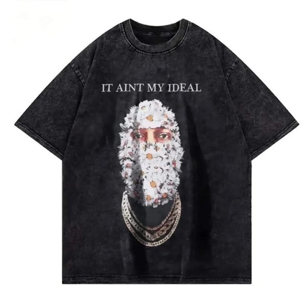 Floral Mask Acid Wash Oversize T-shirt