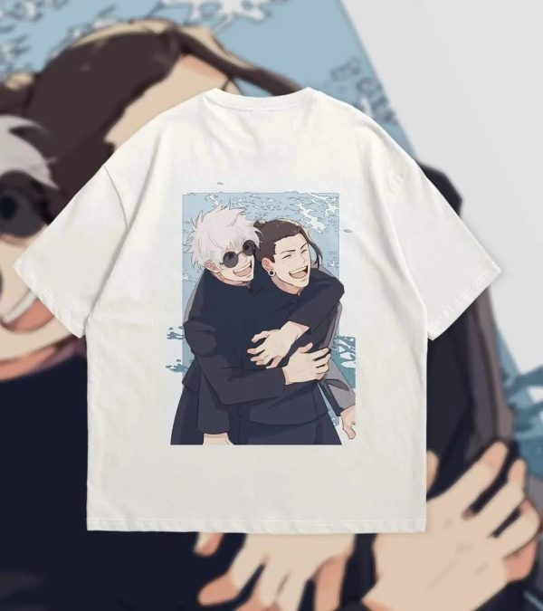 Gojo & Geto Oversized White Graphic Tee