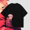 IMG_8440 Yuji Itadori Oversized Black Graphic Tee