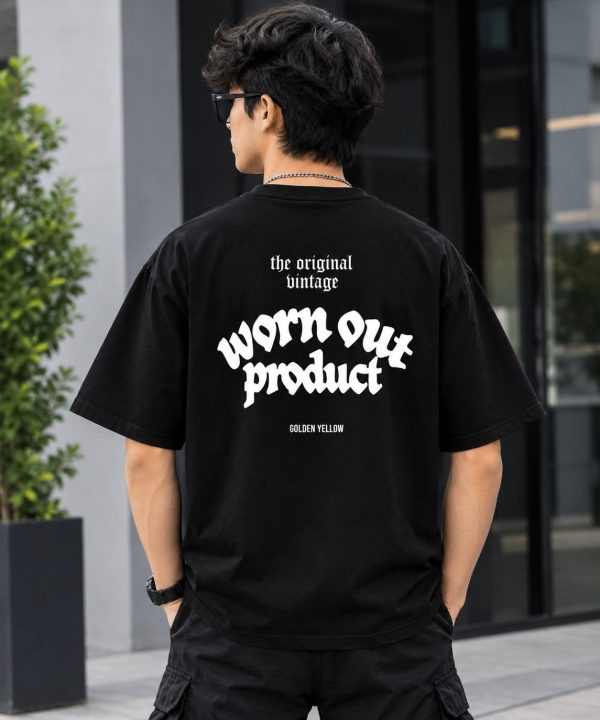 Worn-Out Product Graphic black Oversized t- shirt