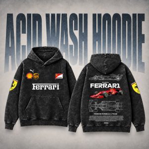 Scuderia Ferrari Vintage Acid Wash Hoodie