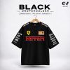 Ferrari Multi-Sponsor Black Drop Shoulder Tee