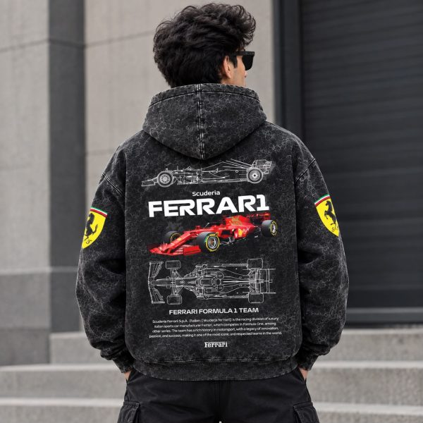 Scuderia Ferrari Vintage Acid Wash Hoodie