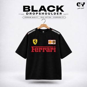 Black Drop Shoulder Ferrari Premium Oversized Tee
