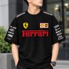 Ferrari Multi-Sponsor Black Drop Shoulder Tee